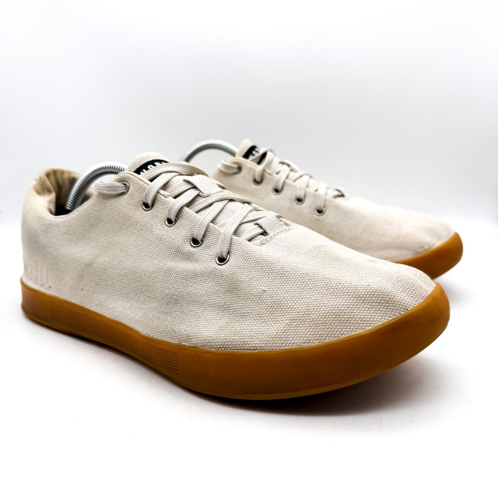 Nobull Canvas Trainer Mens Size 11.5 Ivory Gum Athletic Running Shoes Sneakers